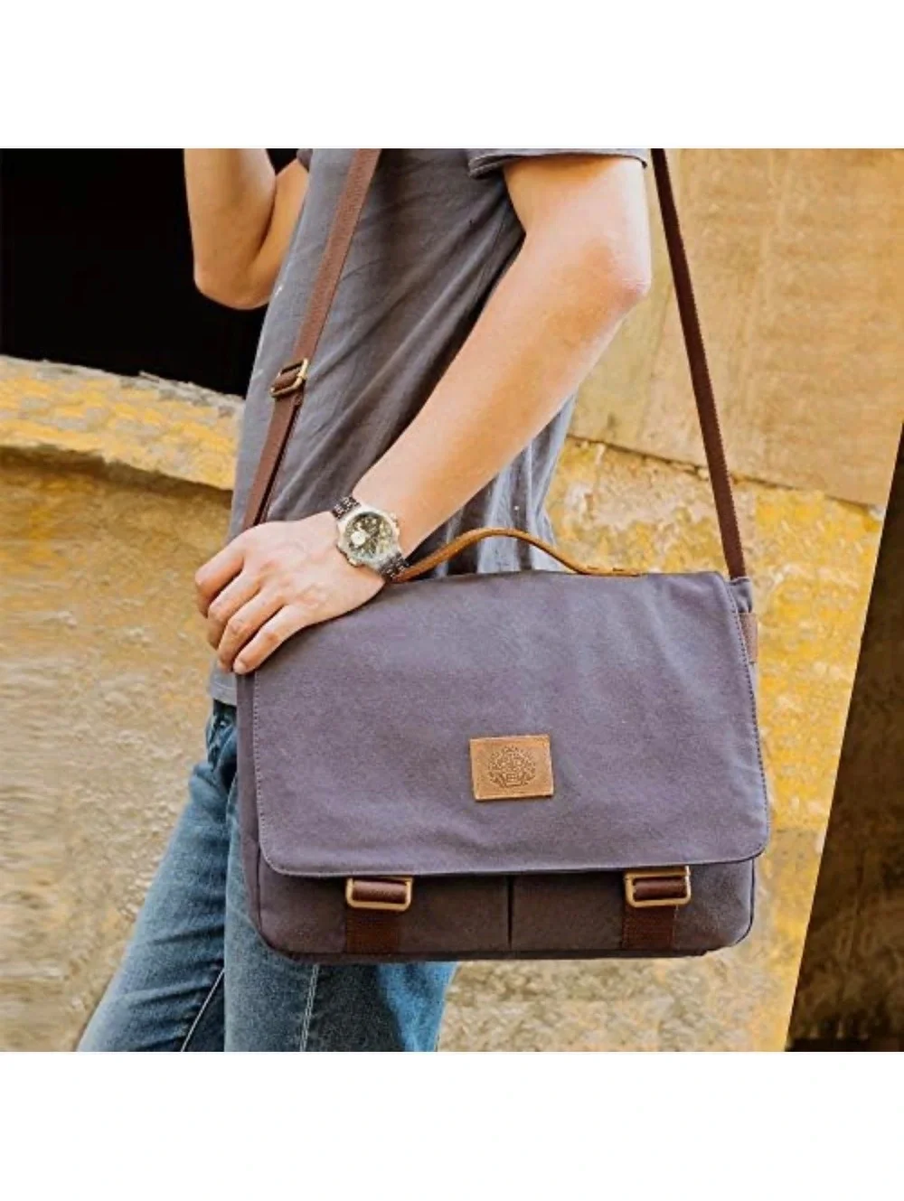 Cool Canvas Leather Multi-Function Student Shoulder Messenger Bag